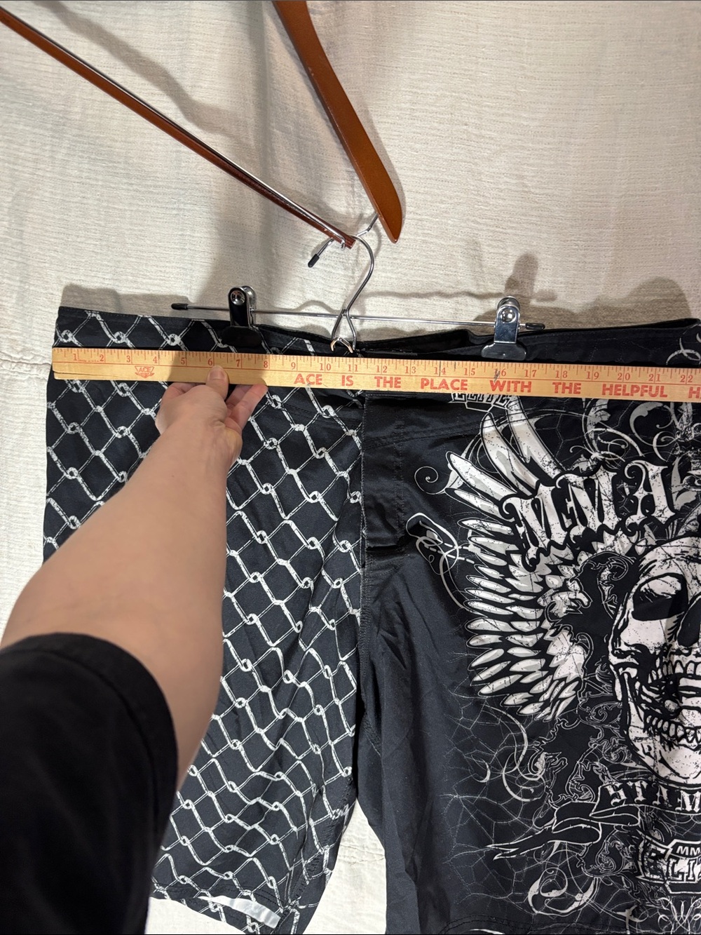 Vintage Y2K MMA Elite Skull&Chain Link Fight Shorts Cyber Grunge Black Big&Tall - Picture 8 of 13